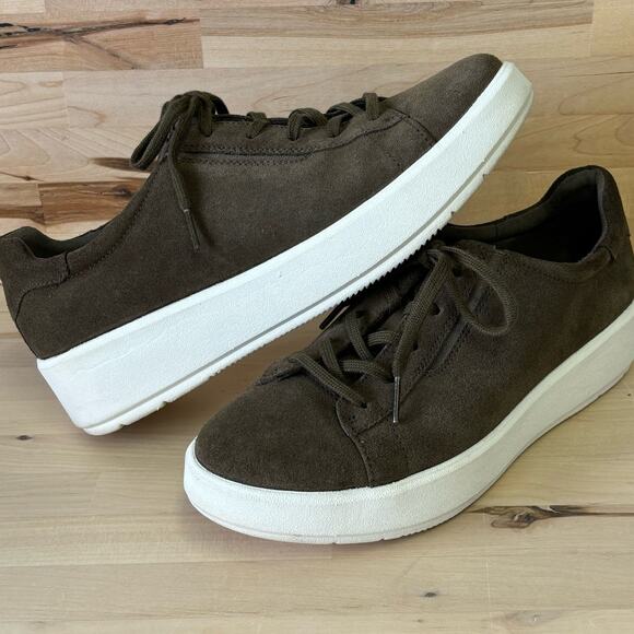 Clarks Shoes - CLARKS Collection Olive Green Suede-Like Comfort Sneakers W8